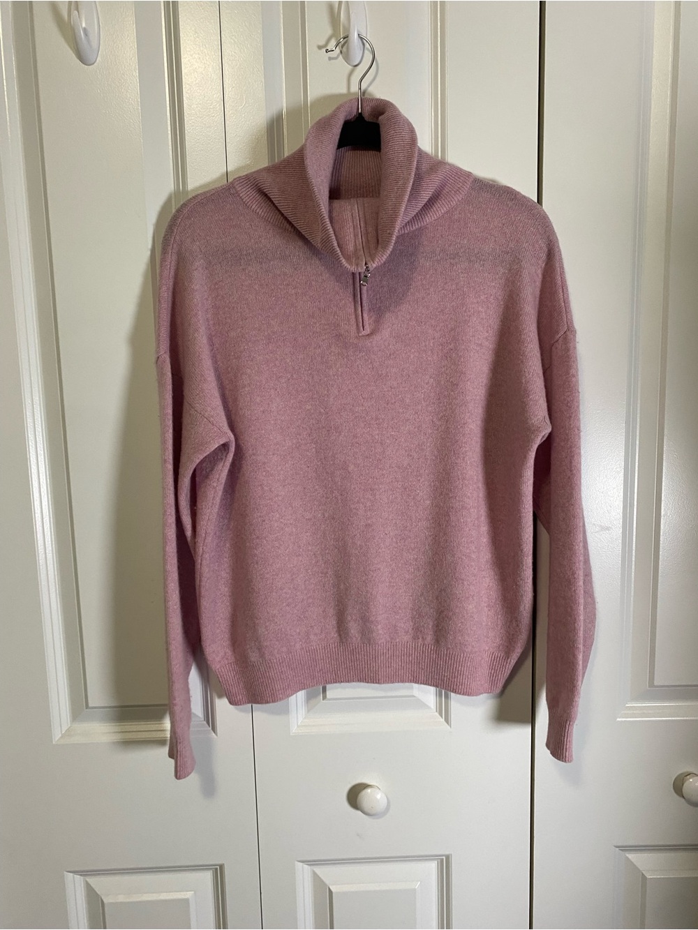 *Cashmere* Charter Club Luxury Pink Half-Zip Turtleneck